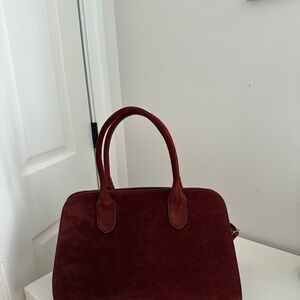 Elegant Burgundy Suede Handbag